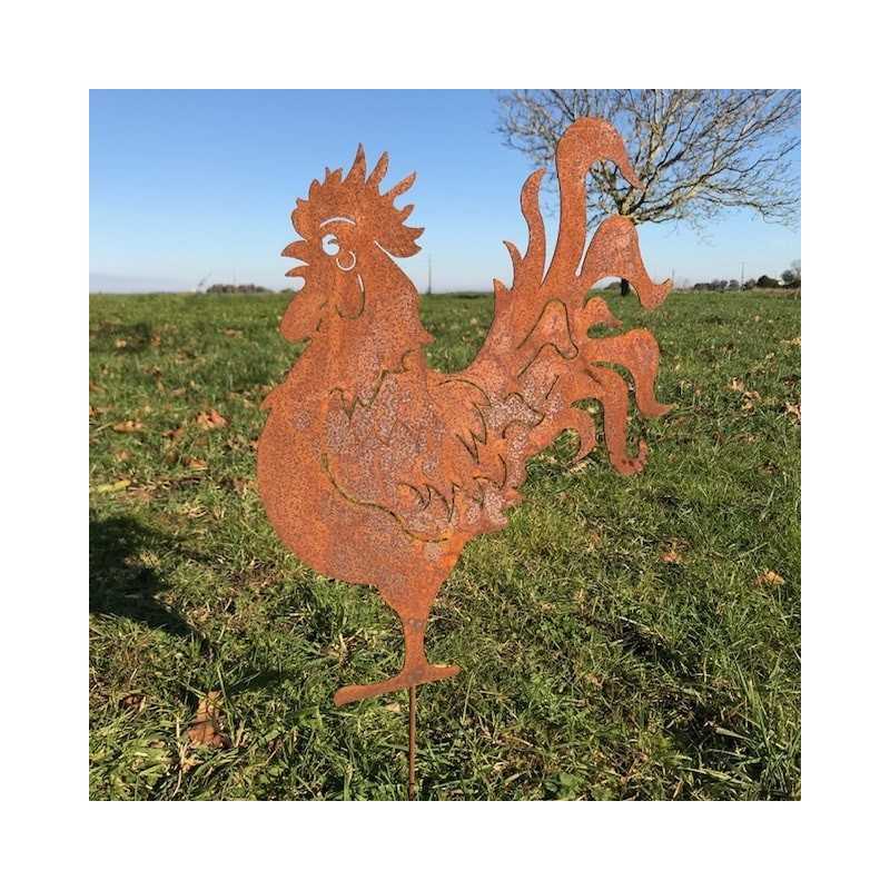 Large Metal Rooster Silhouette for Garden Decoration