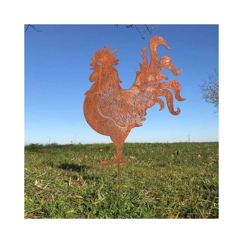 Large Metal Rooster Silhouette for Garden Decoration