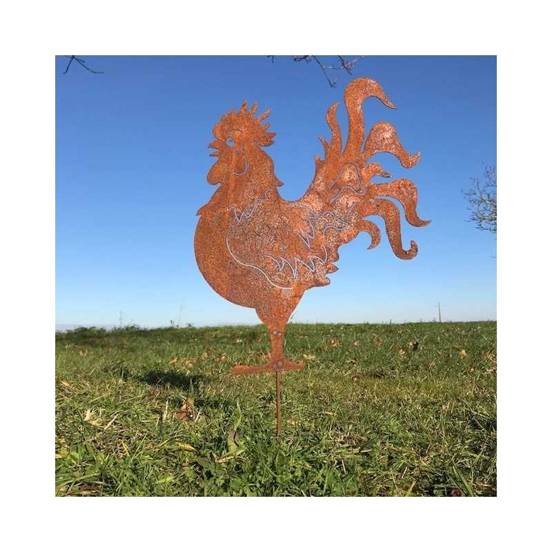 Large Metal Rooster Silhouette for Garden Decoration