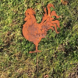 Large Metal Rooster Silhouette for Garden Decoration