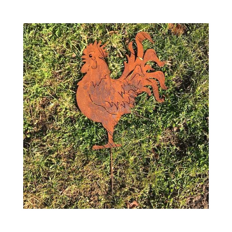 Large Metal Rooster Silhouette for Garden Decoration
