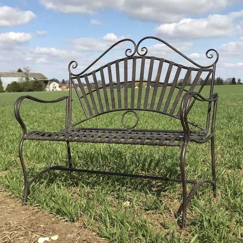 Arabesque wrought-iron garden bench