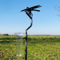 Original Decorative Rain Gauge, Forged Stainless Steel Dragonfly, H134 cm