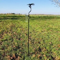 Original Decorative Rain Gauge, Forged Stainless Steel Dragonfly, H134 cm, Full View