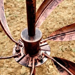 Decorative garden wind spinner in iron with brushed copper sphere, LANGEAIS model