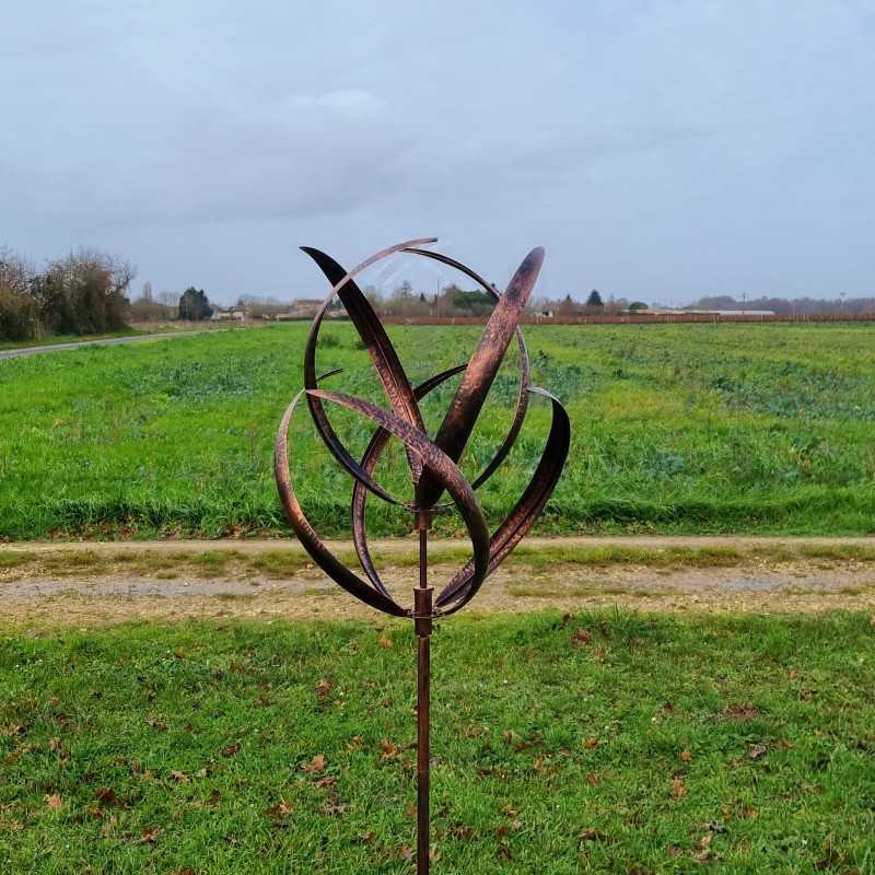 Decorative garden wind spinner in brushed copper iron – CHAMBORD garden windmill