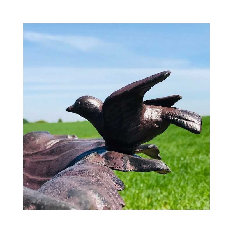 Large Cast Iron Bird Bath Feeder with Brown Vine Leaf Design H-83cm