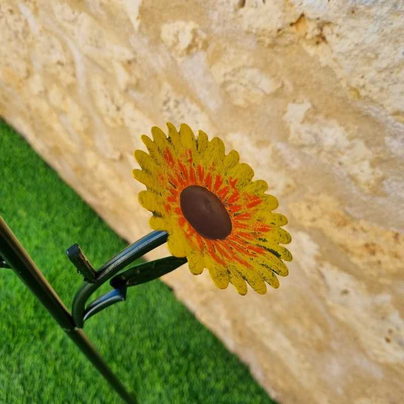 Decorative rain gauge with colorful parrot design 152x30x17 cm, view of the flower design