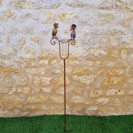 Graduated rain gauge, crows, garden decoration, 129 cm, full view