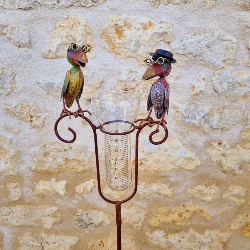 Graduated 129 cm crow rain gauge garden decoration close-up view