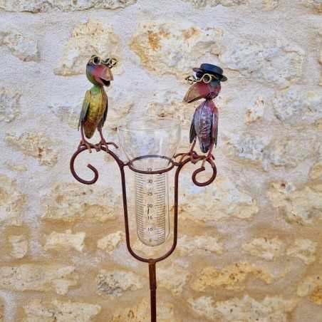 Graduated 129 cm crow rain gauge garden decoration close-up view