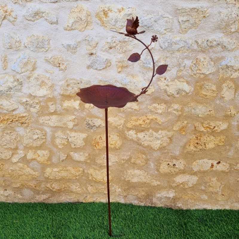 Bird Feeder and Bath on Stake Plant Support H 146cm Full View