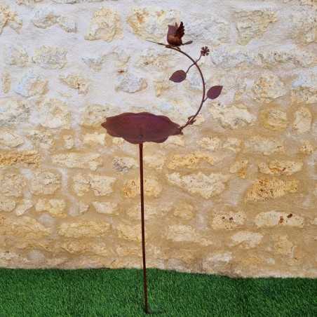 Bird Feeder and Bath on Stake Plant Support H 146cm Full View