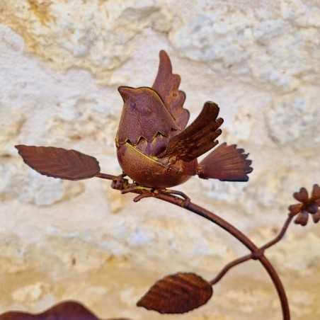 Bird Feeder and Bird Bath on Stake Plant Support H 146cm – View of the Bird Ornament