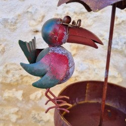 Seed Feeder for Birds on Metal Stake 22.5x29x107cm Colorful Crows Decorative Garden Metal – Product Views