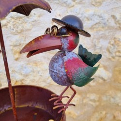 Seed Feeder for Birds on Metal Stake 22.5x29x107cm Colorful Crows Decorative Garden Metal – Crow View