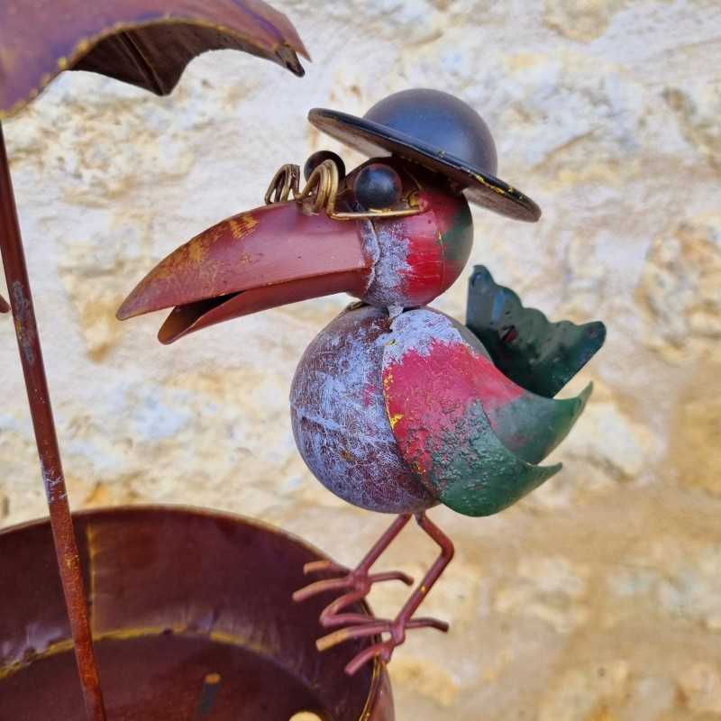 Seed Feeder for Birds on Metal Stake 22.5x29x107cm Colorful Crows Decorative Garden Metal – Crow View