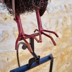 Garden Mobile in Iron with Crow and Woodpecker Motif and Balanced Support Stake