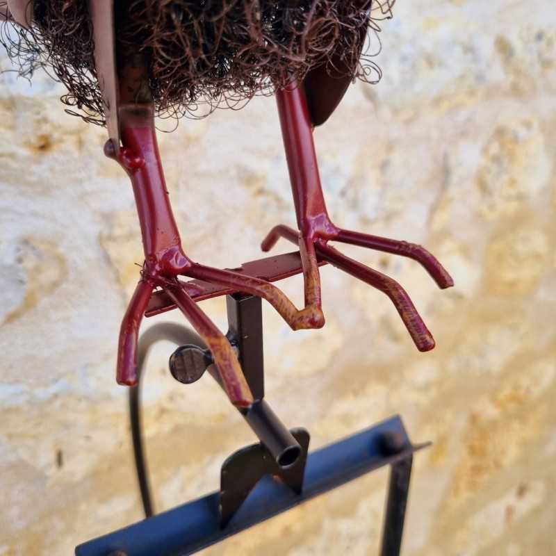 Garden Mobile in Iron with Crow and Woodpecker Motif and Balanced Support Stake