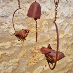 Decorative Garden Spike, Cast Iron Bird Bell, Garden Wind Spinner