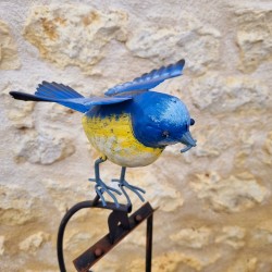 Garden Balancing Mobile in Metal with Blue Tit Bird Design Height 130 cm view of the great tit bird