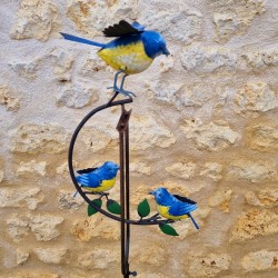Garden Balancing Mobile in Metal with Blue Tit Bird Motif Height 130 cm Side View