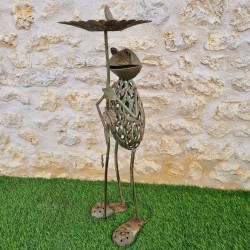 Cast Iron Frog Bird Bath Full View