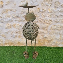 Cast Iron Frog Bird Bath Rear View