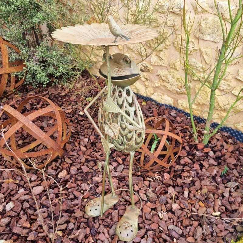 Iron Frog Bird Bath Display