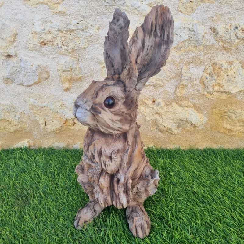 Wood-Effect Resin Rabbit