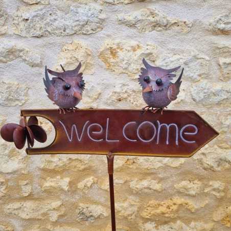 Spike, decorative garden stake Welcome Owl