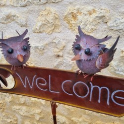Spike, decorative garden stake Welcome Owl