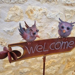Spike, decorative garden stake Welcome Owl