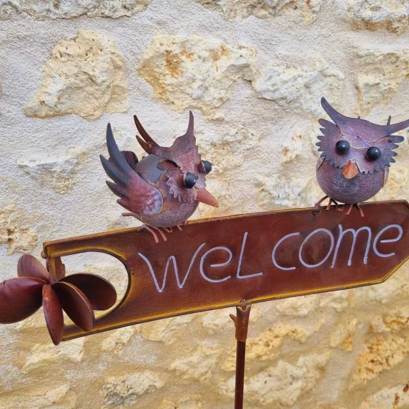 Spike, decorative garden stake Welcome Owl