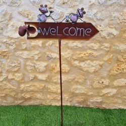 Stake, Decorative Garden Support Welcome Frog
