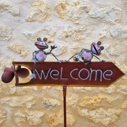 Stake, Decorative Garden Support Welcome Frog