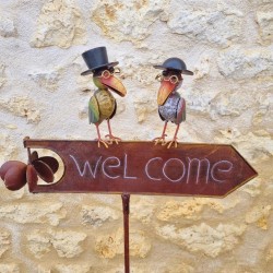 Stake, Decorative Garden Support Welcome Colorful Crow