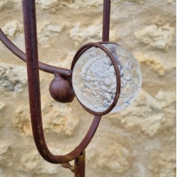 Garden Mobile in Iron with Balancing Crow Motif – Plant Stake Support Decorative Garden Wind Spinner