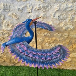 Large Purple Bird Garden Wind Spinner