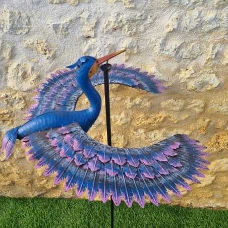 Large Purple Bird Garden Wind Spinner