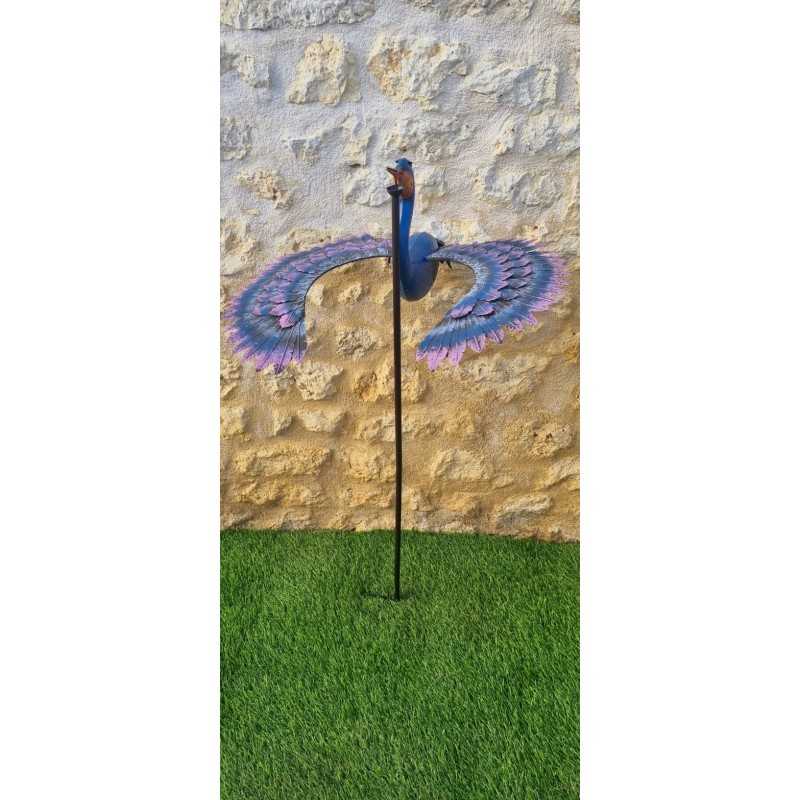 Large Purple Bird Garden Wind Spinner