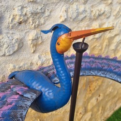 Large Purple Bird Garden Wind Spinner
