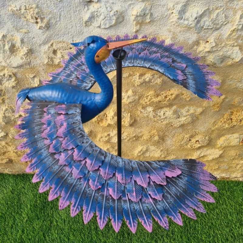 Large Purple Bird Garden Wind Spinner
