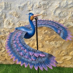 Large Purple Bird Garden Wind Spinner