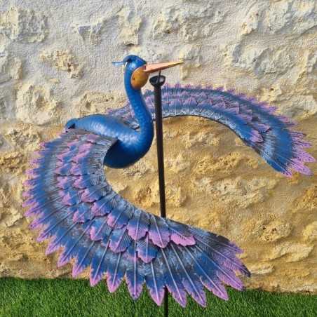 Large Purple Bird Garden Wind Spinner
