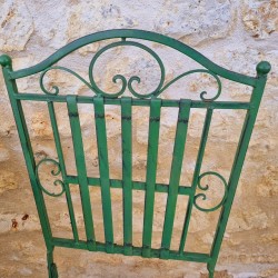 Two-seater black and patina-green iron bistro garden set