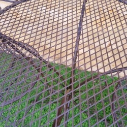 2-Seater Foldable Wrought Iron Bistro Garden Set in Patinated Brown – Stable View