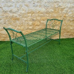 Dagobert Vintage Green Garden Bench Side View