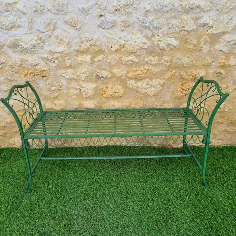 Dagobert Vintage Green Garden Bench Front View