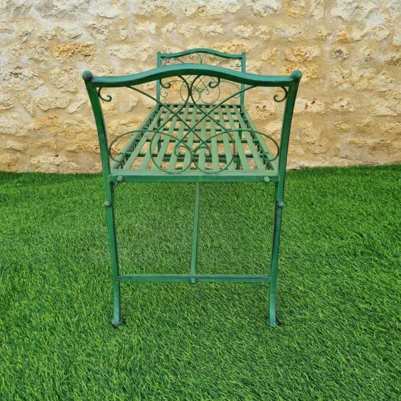 Dagobert Garden Bench in Antique Green, Side View